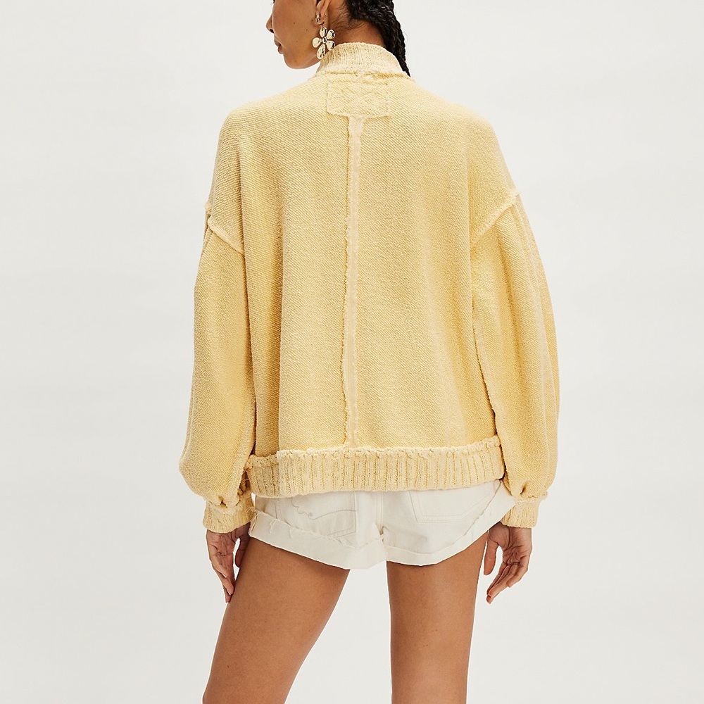 Free People We The Free Cute In This Cardi Cardigan Sweater in Sunlight Yellow - Picture 2 of 8